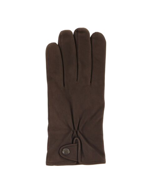 Gants en Velours de Cuir d'Agneau doublure textile marron