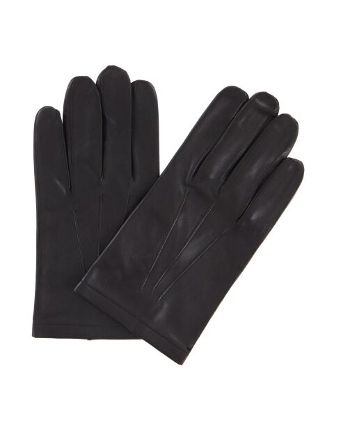 Gants en Cuir d'Agneau doublure Soie marron foncé