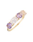 Bague Multipierre violettes or jaune