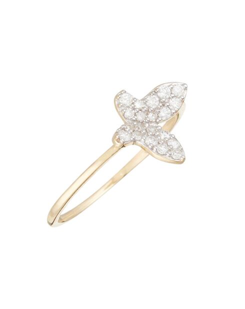 Geelgouden vlinderring met diamanten