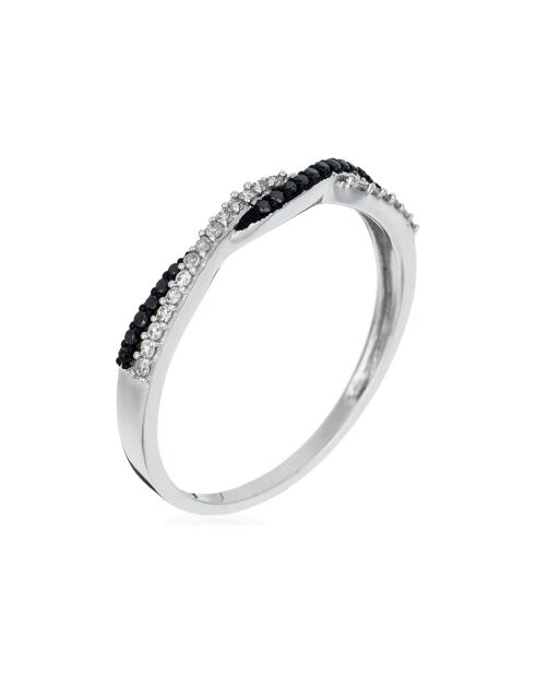 Bague anneau & tresse or blanc