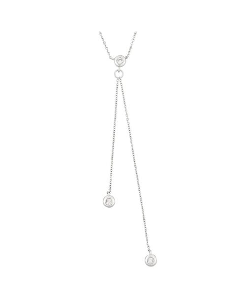 Collana a catena con doppio diamante in oro bianco