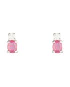 Boucles d'oreilles Rubis double perles Or Blanc