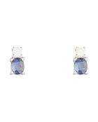 Boucles d'oreilles Saphir double perles or blanc