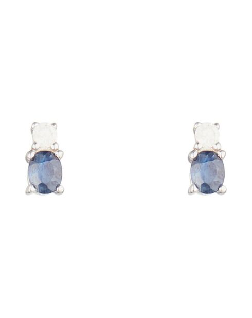 Boucles d'oreilles Saphir double perles or blanc