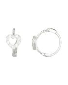 Boucles d'oreilles cœur petit anneau Or Blanc