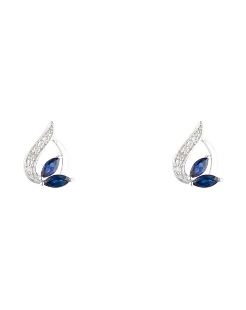 Boucles d'oreilles Diamants 0.045 ct & Saphirs 0.532 ct or blanc