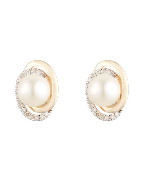 Perlenohrringe aus Gelbgold