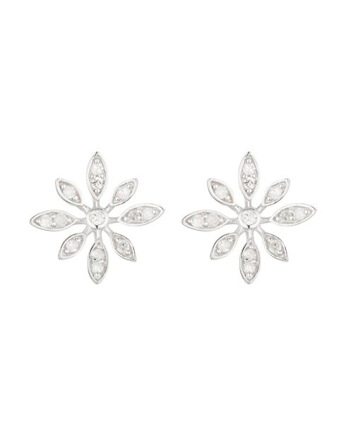 Boucles d'Oreilles rosace en diamant  Or Blanc