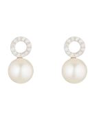 Boucles d'oreilles perles double rangs Or Blanc