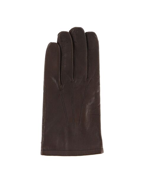 Gants en Cuir d'Agneau doublure Textile marron