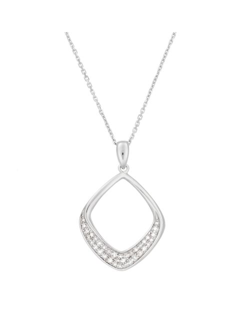 Pendentif Losange en Diamant Or Blanc