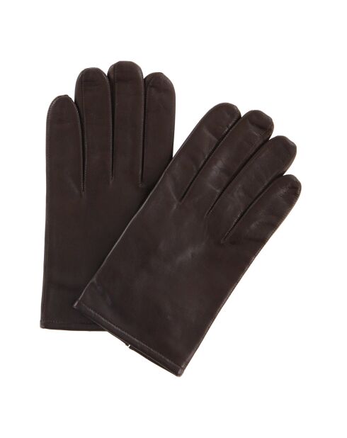 Gants en Cuir d'Agneau doublure textile marron