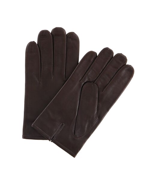 Gants en Cuir d'Agneau doublure textile marron