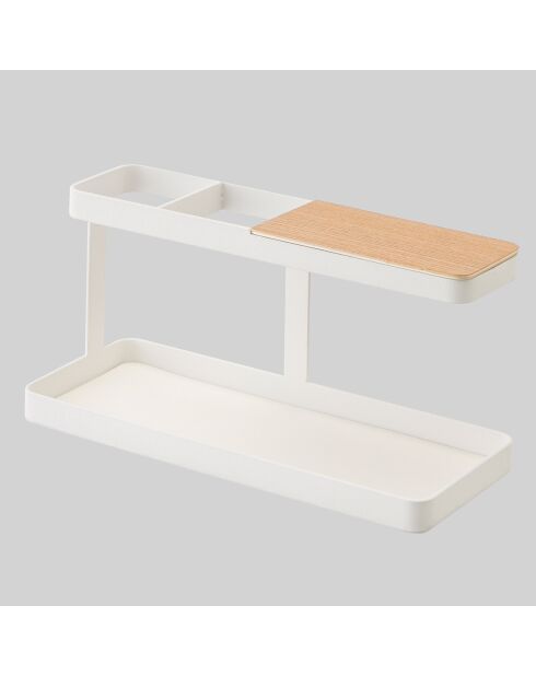 Almacenamiento de escritorio blanco/madera - 24,5 x 9,7 x 11,3 cm