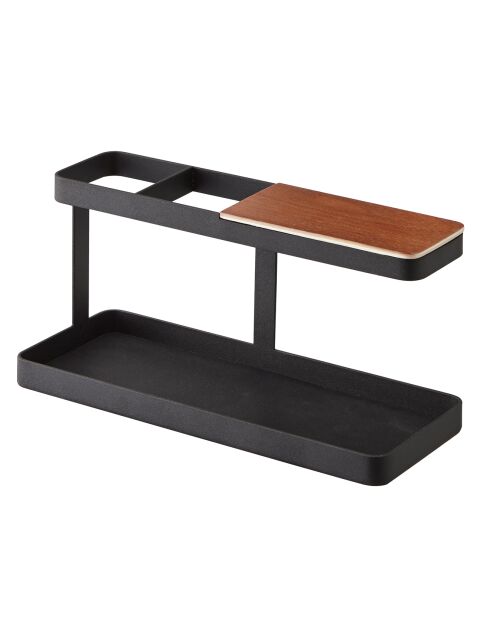 Almacenamiento de escritorio en negro/madera - 24,5 x 9,7 x 11,3 cm