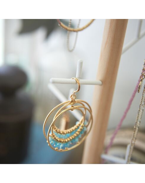 Weiß/Holz-Schmuckhalter - 13x13x35,5 cm