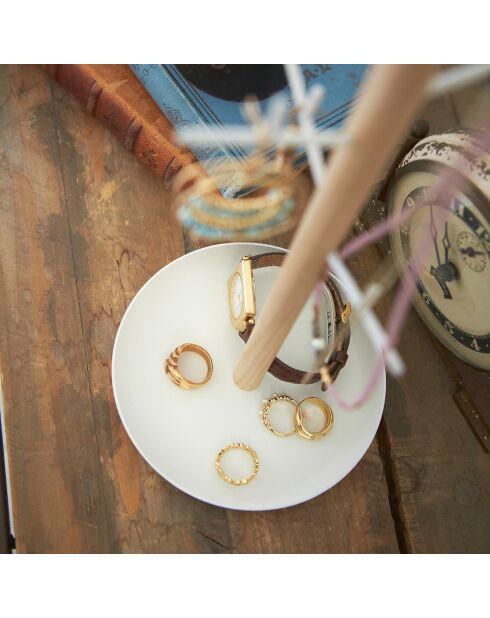 Weiß/Holz-Schmuckhalter - 13x13x35,5 cm