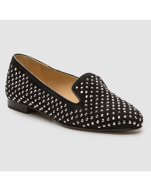 Slippers en Velours de Cuir Abo noires