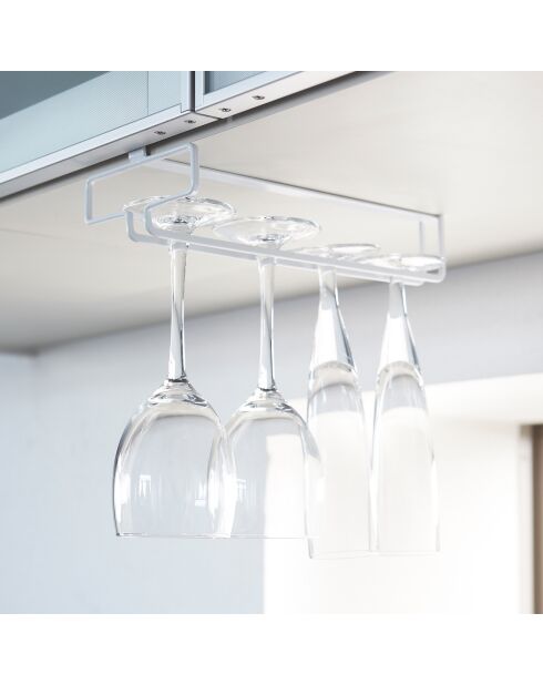 Porte-verres à suspendre blanc - 11x26x7 cm