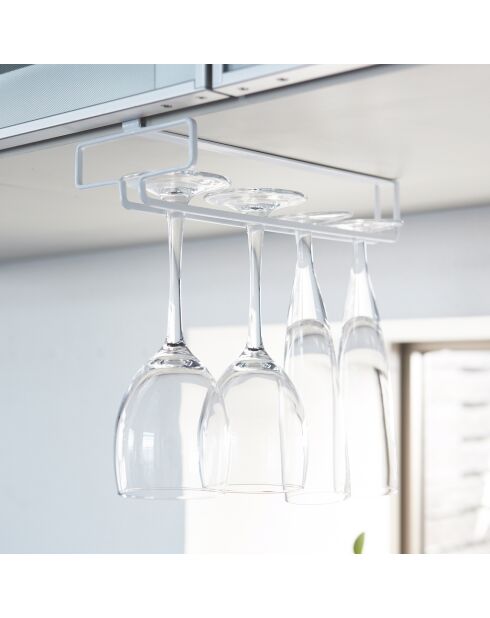 Porte-verres à suspendre blanc - 11x26x7 cm