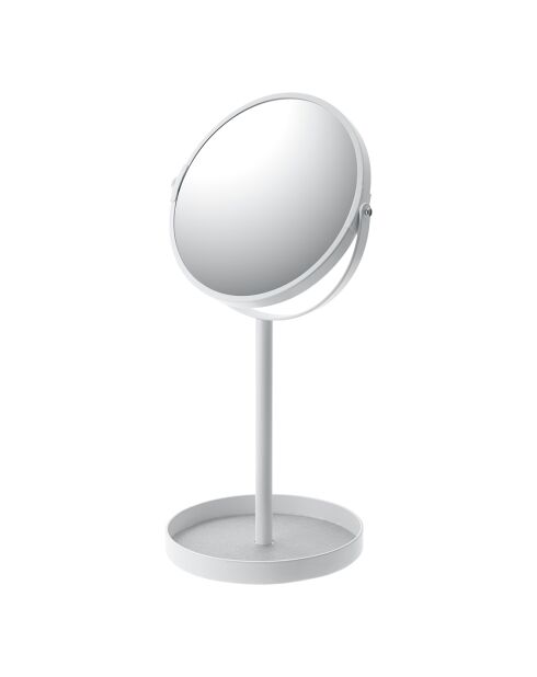 Miroir double-face grossissant x3 blanc - 17.5x14x33 cm