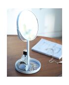 Miroir double-face grossissant x3 blanc - 17.5x14x33 cm