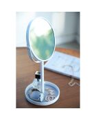 Miroir double-face grossissant x3 blanc - 17.5x14x33 cm