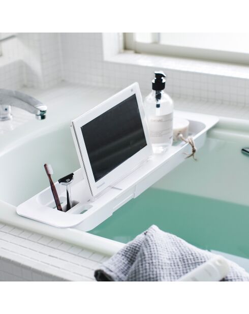 Support baignoire ajustable blanc - 75x15.5x4.5 cm