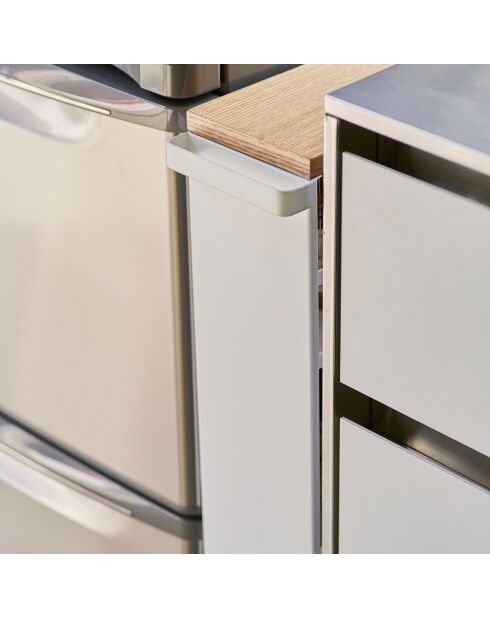 Étagère de rangement roulante blanc/bois - 13x47.5x80.5 cm