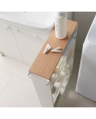 Étagère de rangement roulante blanc/bois - 13x47.5x80.5 cm