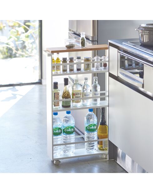 Scaffale portaoggetti arrotolabile bianco/legno - 13x47,5x80,5 cm