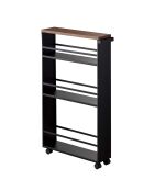 Étagère de rangement roulante noir/bois - 13x47.5x80.5 cm