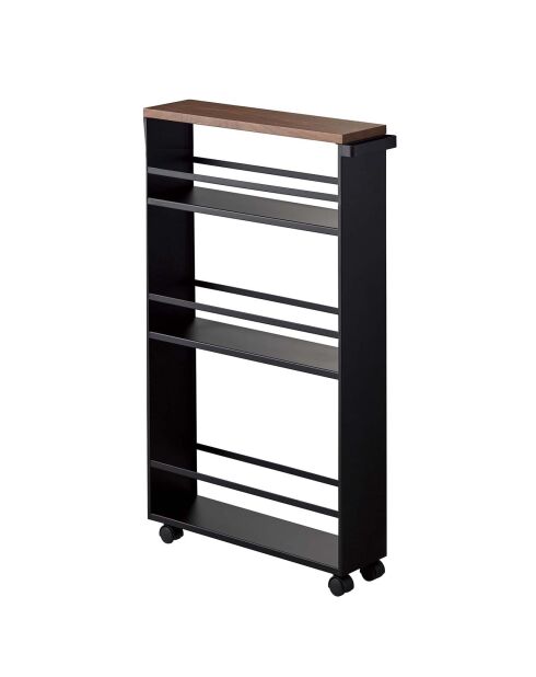 Étagère de rangement roulante noir/bois - 13x47.5x80.5 cm