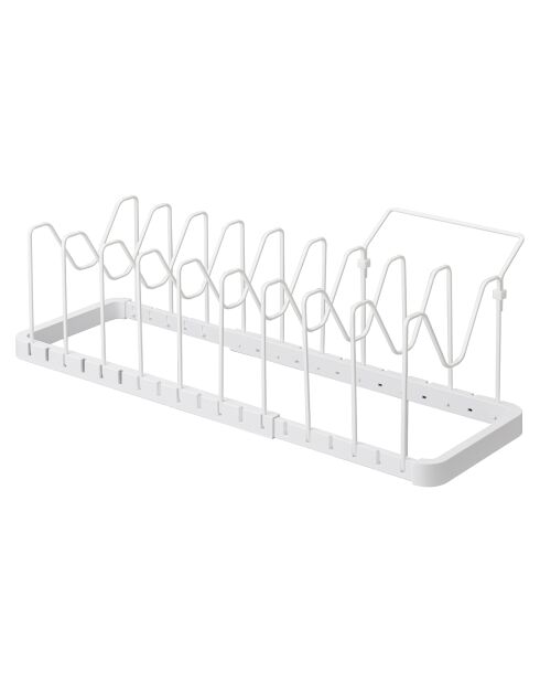 Rangement extensible pour couvercles & casseroles blanc - 45x20x17.5 cm