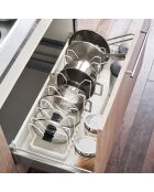 Rangement extensible pour couvercles & casseroles blanc - 45x20x17.5 cm