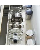 Rangement extensible pour couvercles & casseroles blanc - 45x20x17.5 cm