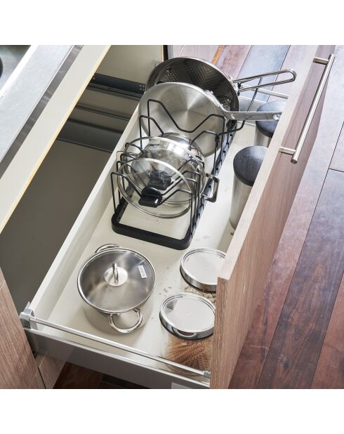 Rangement extensible pour couvercles & casseroles noir - 45x20x17.5 cm