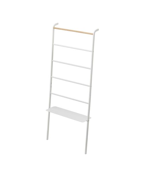 Opbergladder met 1 plank wit/hout - 66x25x160 cm