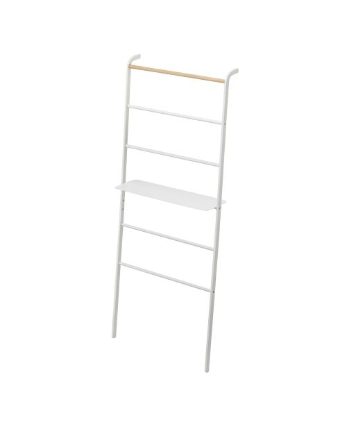 Échelle de rangement avec 1 étagère blanc/bois - 66x25x160 cm