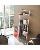 Échelle de rangement avec 1 étagère blanc/bois - 66x25x160 cm
