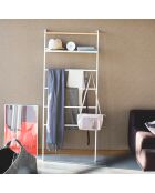 Échelle de rangement avec 1 étagère blanc/bois - 66x25x160 cm