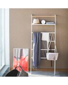 Échelle de rangement avec 1 étagère blanc/bois - 66x25x160 cm