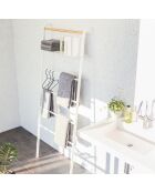 Échelle de rangement avec 1 étagère blanc/bois - 66x25x160 cm