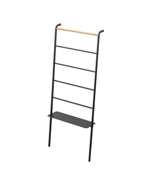 Opbergladder met 1 zwart/houten plank - 66x25x160 cm