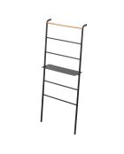 Échelle de rangement avec 1 étagère noir/bois - 66x25x160 cm