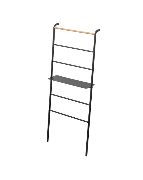 Échelle de rangement avec 1 étagère noir/bois - 66x25x160 cm