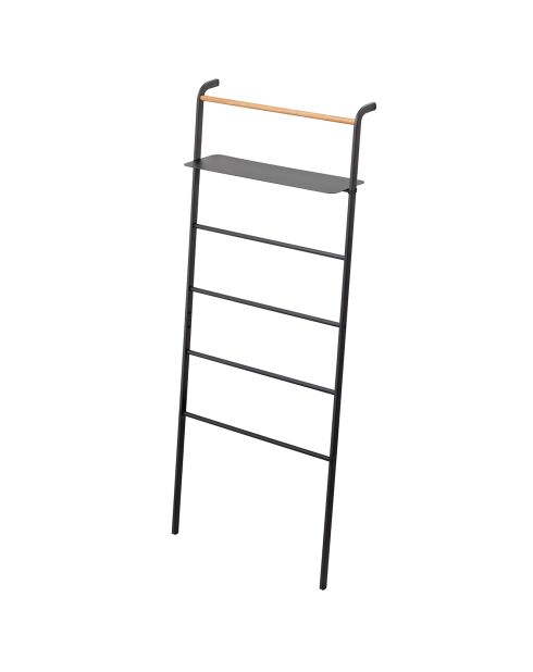 Escalera de almacenamiento con 1 estante negro/madera - 66x25x160 cm