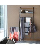 Échelle de rangement avec 1 étagère noir/bois - 66x25x160 cm