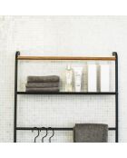 Échelle de rangement avec 1 étagère noir/bois - 66x25x160 cm